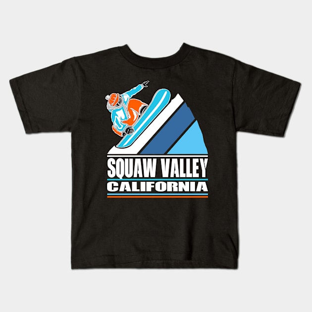 Squaw Valley California - Vintage Snowboarder Kids T-Shirt by jkshirts